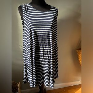 Tres Bien sleeveless navy and white striped tunic